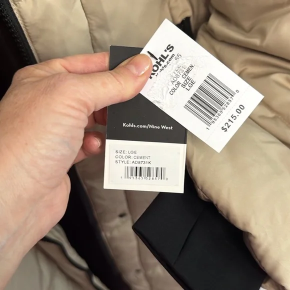 NWT L Nine West Duvet Puffer Coat Tan - Picture 15 of 16